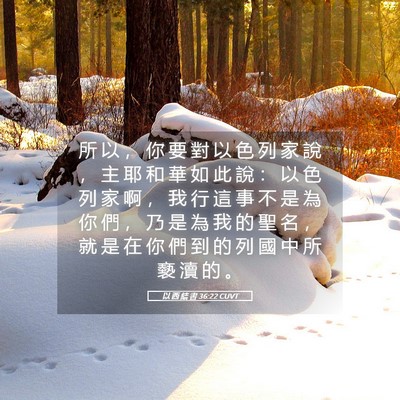 Picture 05 - 以 西 結 書 36:22 CUVT - 所 以 ， 你 要 對 以 色 列 家 說 ， - Bible Verse Picture
