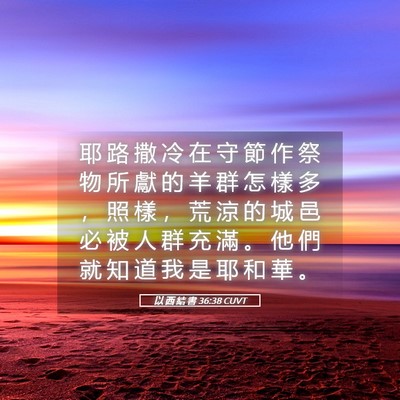 Picture 05 - 以 西 結 書 36:38 CUVT - 耶 路 撒 冷 在 守 節 作 祭 物 所 獻 - Bible Verse Picture