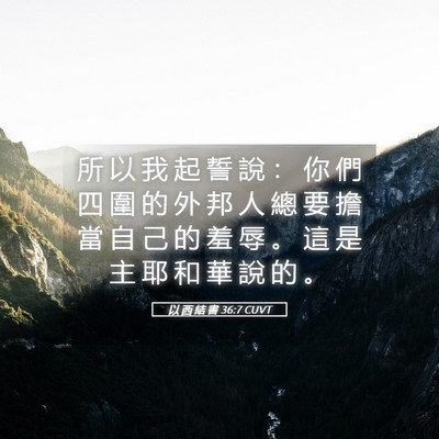 Picture 05 - 以 西 結 書 36:7 CUVT - 所 以 我 起 誓 說 ： 你 們 四 圍 的 - Bible Verse Picture