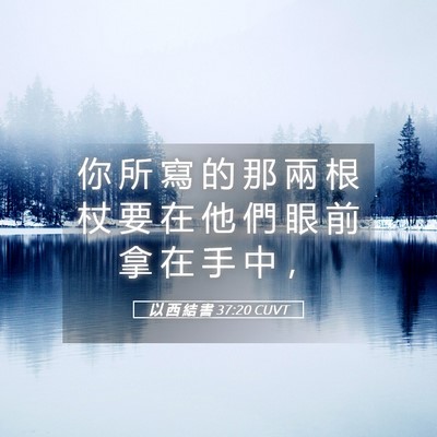 Picture 05 - 以 西 結 書 37:20 CUVT - 你 所 寫 的 那 兩 根 杖 要 在 他 們 - Bible Verse Picture