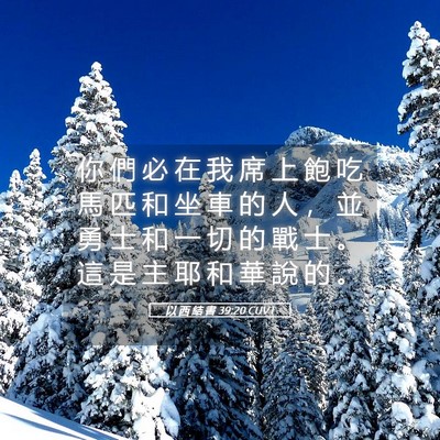 Picture 05 - 以 西 結 書 39:20 CUVT - 你 們 必 在 我 席 上 飽 吃 馬 匹 和 - Bible Verse Picture