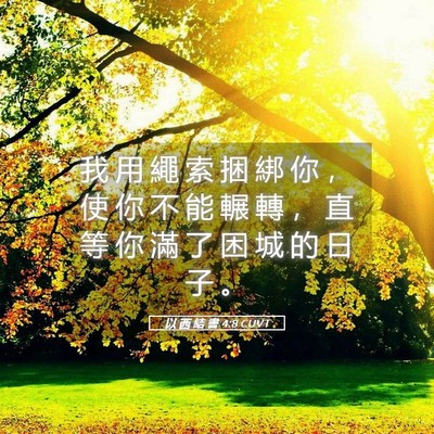 Picture 05 - 以 西 結 書 4:8 CUVT - 我 用 繩 索 捆 綁 你 ， 使 你 不 能 - Bible Verse Picture