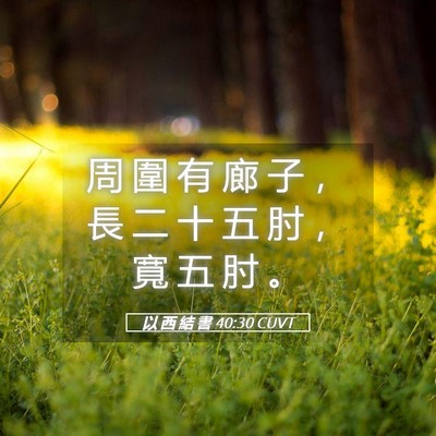 Picture 05 - 以 西 結 書 40:30 CUVT - 周 圍 有 廊 子 ， 長 二 十 五 肘 ， - Bible Verse Picture