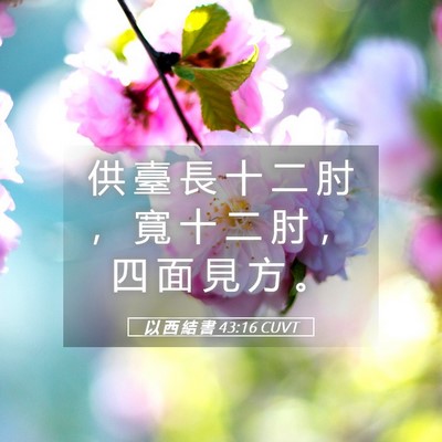 Picture 05 - 以 西 結 書 43:16 CUVT - 供 臺 長 十 二 肘 ， 寬 十 二 肘 ， - Bible Verse Picture