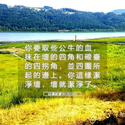 Picture 05 - 以 西 結 書 43:20 CUVT - 你 要 取 些 公 牛 的 血 ， 抹 在 壇 - Bible Verse Picture