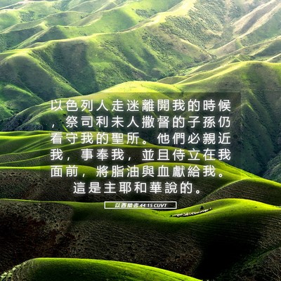 Picture 05 - 以 西 結 書 44:15 CUVT - 以 色 列 人 走 迷 離 開 我 的 時 候 - Bible Verse Picture