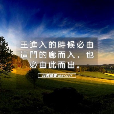 Picture 05 - 以 西 結 書 46:8 CUVT - 王 進 入 的 時 候 必 由 這 門 的 廊 - Bible Verse Picture