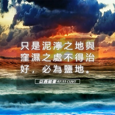 Picture 05 - 以 西 結 書 47:11 CUVT - 只 是 泥 濘 之 地 與 窪 濕 之 處 不 - Bible Verse Picture