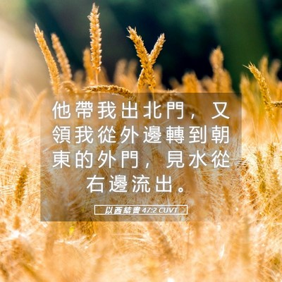 Picture 05 - 以 西 結 書 47:2 CUVT - 他 帶 我 出 北 門 ， 又 領 我 從 外 - Bible Verse Picture
