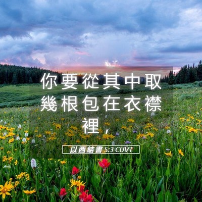Picture 05 - 以 西 結 書 5:3 CUVT - 你 要 從 其 中 取 幾 根 包 在 衣 襟 - Bible Verse Picture