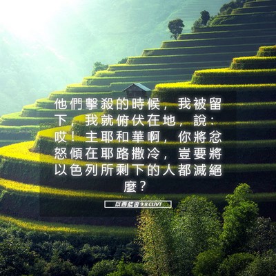 Picture 05 - 以 西 結 書 9:8 CUVT - 他 們 擊 殺 的 時 候 ， 我 被 留 下 - Bible Verse Picture