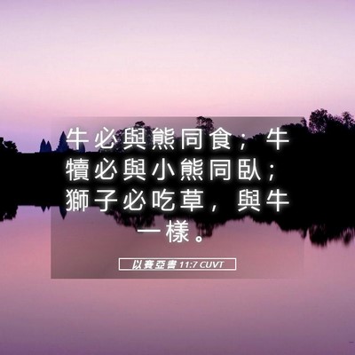 Picture 05 - 以 賽 亞 書 11:7 CUVT - 牛 必 與 熊 同 食 ； 牛 犢 必 與 小 - Bible Verse Picture