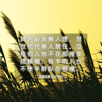 Picture 05 - 以 賽 亞 書 13:20 CUVT - 其 內 必 永 無 人 煙 ， 世 世 代 代 - Bible Verse Picture