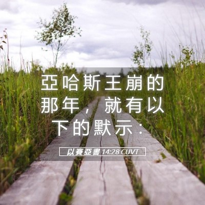 Picture 05 - 以 賽 亞 書 14:28 CUVT - 亞 哈 斯 王 崩 的 那 年 ， 就 有 以 - Bible Verse Picture