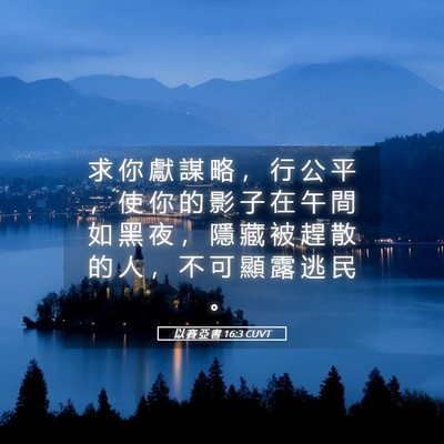 Picture 05 - 以 賽 亞 書 16:3 CUVT - 求 你 獻 謀 略 ， 行 公 平 ， 使 你 - Bible Verse Picture
