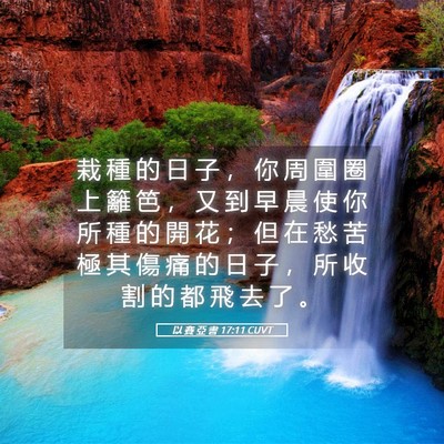 Picture 05 - 以 賽 亞 書 17:11 CUVT - 栽 種 的 日 子 ， 你 周 圍 圈 上 籬 - Bible Verse Picture