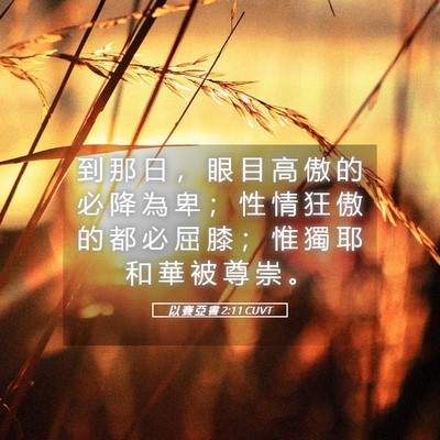 Picture 05 - 以 賽 亞 書 2:11 CUVT - 到 那 日 ， 眼 目 高 傲 的 必 降 為 - Bible Verse Picture