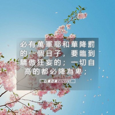 Picture 05 - 以 賽 亞 書 2:12 CUVT - 必 有 萬 軍 耶 和 華 降 罰 的 一 個 - Bible Verse Picture