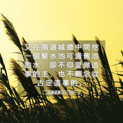 Picture 05 - 以 賽 亞 書 22:11 CUVT - 又 在 兩 道 城 牆 中 間 挖 一 個 聚 - Bible Verse Picture