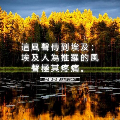 Picture 05 - 以 賽 亞 書 23:5 CUVT - 這 風 聲 傳 到 埃 及 ； 埃 及 人 為 - Bible Verse Picture