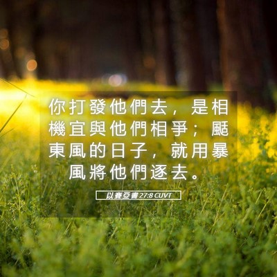 Picture 05 - 以 賽 亞 書 27:8 CUVT - 你 打 發 他 們 去 ， 是 相 機 宜 與 - Bible Verse Picture