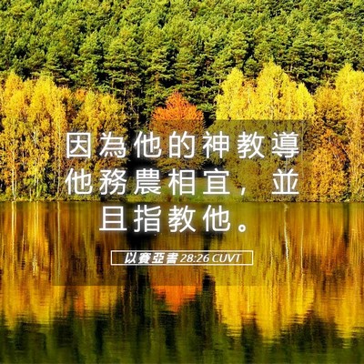Picture 05 - 以 賽 亞 書 28:26 CUVT - 因 為 他 的 神 教 導 他 務 農 相 宜 - Bible Verse Picture