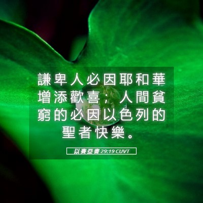 Picture 05 - 以 賽 亞 書 29:19 CUVT - 謙 卑 人 必 因 耶 和 華 增 添 歡 喜 - Bible Verse Picture