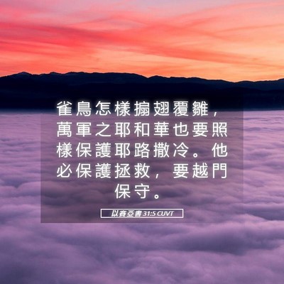 Picture 05 - 以 賽 亞 書 31:5 CUVT - 雀 鳥 怎 樣 搧 翅 覆 雛 ， 萬 軍 之 - Bible Verse Picture