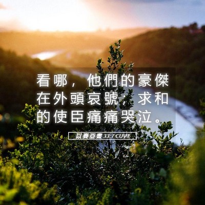 Picture 05 - 以 賽 亞 書 33:7 CUVT - 看 哪 ， 他 們 的 豪 傑 在 外 頭 哀 - Bible Verse Picture