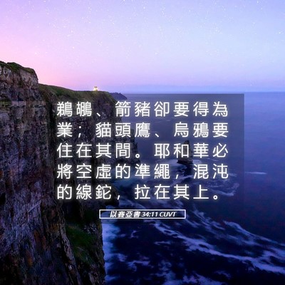 Picture 05 - 以 賽 亞 書 34:11 CUVT - 鵜 鶘 、 箭 豬 卻 要 得 為 業 ； 貓 - Bible Verse Picture