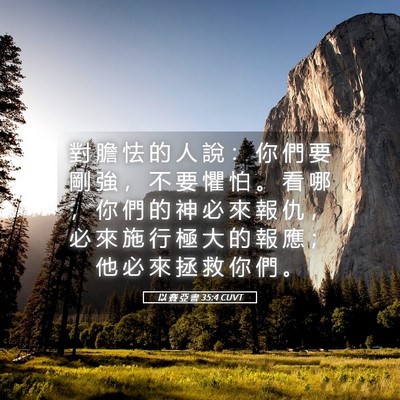 Picture 05 - 以 賽 亞 書 35:4 CUVT - 對 膽 怯 的 人 說 ： 你 們 要 剛 強 - Bible Verse Picture