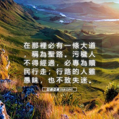 Picture 05 - 以 賽 亞 書 35:8 CUVT - 在 那 裡 必 有 一 條 大 道 ， 稱 為 - Bible Verse Picture