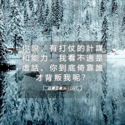 Picture 05 - 以 賽 亞 書 36:5 CUVT - 你 說 ， 有 打 仗 的 計 謀 和 能 力 - Bible Verse Picture