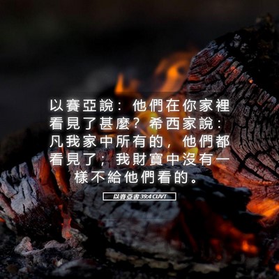Picture 05 - 以 賽 亞 書 39:4 CUVT - 以 賽 亞 說 ： 他 們 在 你 家 裡 看 - Bible Verse Picture