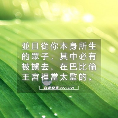 Picture 05 - 以 賽 亞 書 39:7 CUVT - 並 且 從 你 本 身 所 生 的 眾 子 ， - Bible Verse Picture