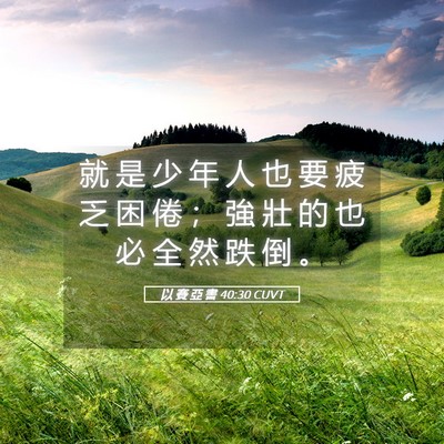 Picture 05 - 以 賽 亞 書 40:30 CUVT - 就 是 少 年 人 也 要 疲 乏 困 倦 ； - Bible Verse Picture
