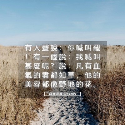 Picture 05 - 以 賽 亞 書 40:6 CUVT - 有 人 聲 說 ： 你 喊 叫 罷 ！ 有 一 - Bible Verse Picture