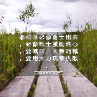 Picture 05 - 以 賽 亞 書 42:13 CUVT - 耶 和 華 必 像 勇 士 出 去 ， 必 像 - Bible Verse Picture