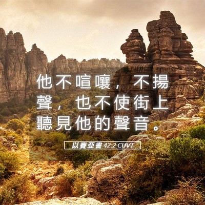 Picture 05 - 以 賽 亞 書 42:2 CUVT - 他 不 喧 嚷 ， 不 揚 聲 ， 也 不 使 - Bible Verse Picture