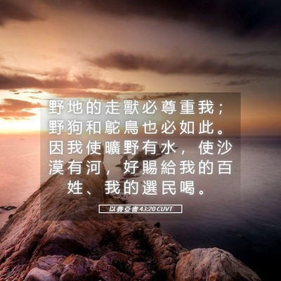 Picture 05 - 以 賽 亞 書 43:20 CUVT - 野 地 的 走 獸 必 尊 重 我 ； 野 狗 - Bible Verse Picture