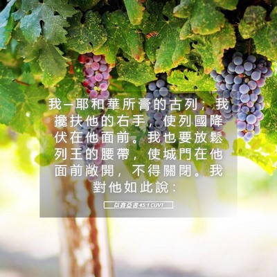 Picture 05 - 以 賽 亞 書 45:1 CUVT - 我 ─ 耶 和 華 所 膏 的 古 列 ； 我 - Bible Verse Picture