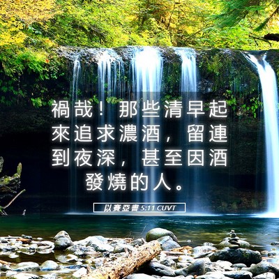 Picture 05 - 以 賽 亞 書 5:11 CUVT - 禍 哉 ！ 那 些 清 早 起 來 追 求 濃 - Bible Verse Picture