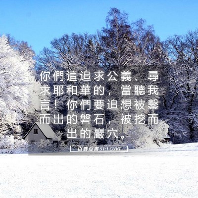 Picture 05 - 以 賽 亞 書 51:1 CUVT - 你 們 這 追 求 公 義 、 尋 求 耶 和 - Bible Verse Picture