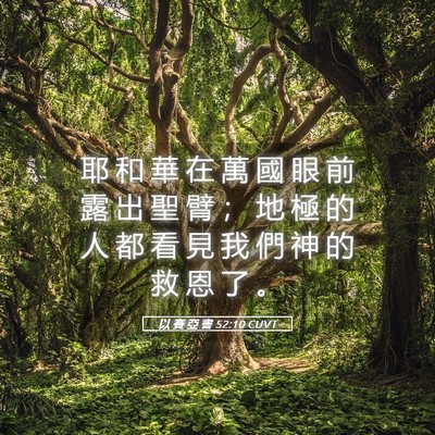Picture 05 - 以 賽 亞 書 52:10 CUVT - 耶 和 華 在 萬 國 眼 前 露 出 聖 臂 - Bible Verse Picture