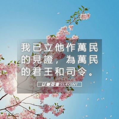 Picture 05 - 以 賽 亞 書 55:4 CUVT - 我 已 立 他 作 萬 民 的 見 證 ， 為 - Bible Verse Picture