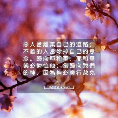 Picture 05 - 以 賽 亞 書 55:7 CUVT - 惡 人 當 離 棄 自 己 的 道 路 ； 不 - Bible Verse Picture