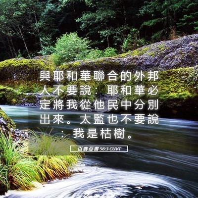 Picture 05 - 以 賽 亞 書 56:3 CUVT - 與 耶 和 華 聯 合 的 外 邦 人 不 要 - Bible Verse Picture