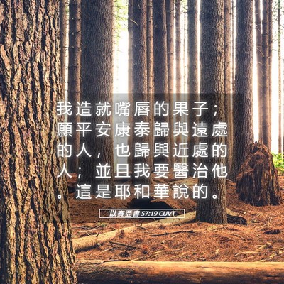 Picture 05 - 以 賽 亞 書 57:19 CUVT - 我 造 就 嘴 唇 的 果 子 ； 願 平 安 - Bible Verse Picture