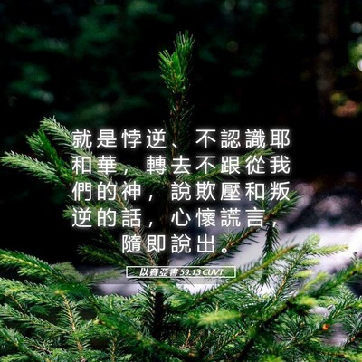 Picture 05 - 以 賽 亞 書 59:13 CUVT - 就 是 悖 逆 、 不 認 識 耶 和 華 ， - Bible Verse Picture