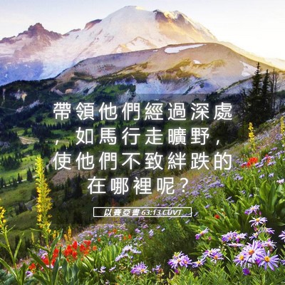 Picture 05 - 以 賽 亞 書 63:13 CUVT - 帶 領 他 們 經 過 深 處 ， 如 馬 行 - Bible Verse Picture